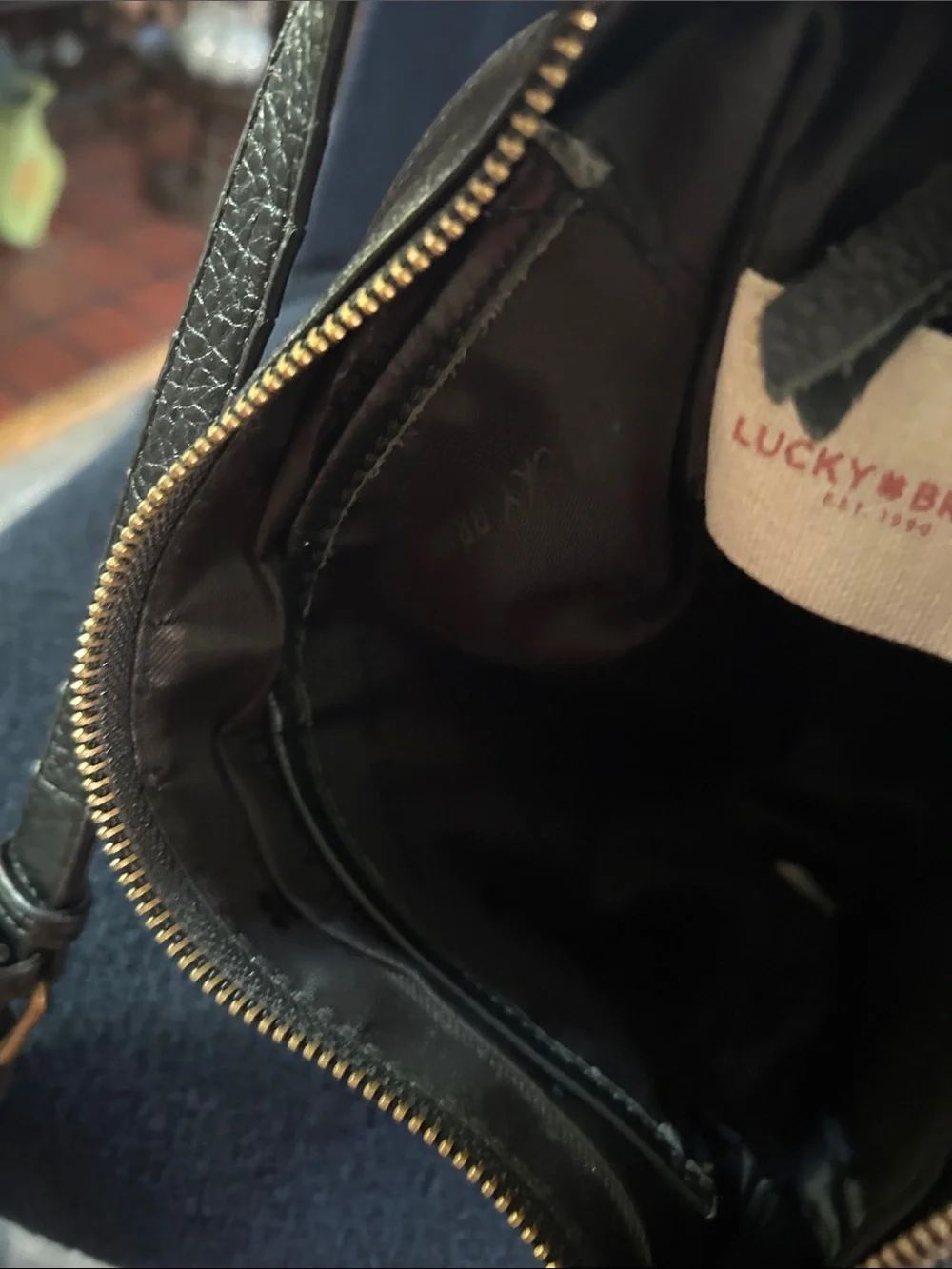 Lucky Brand Black Pebbled Leather Crossbody Bag with Tassels
